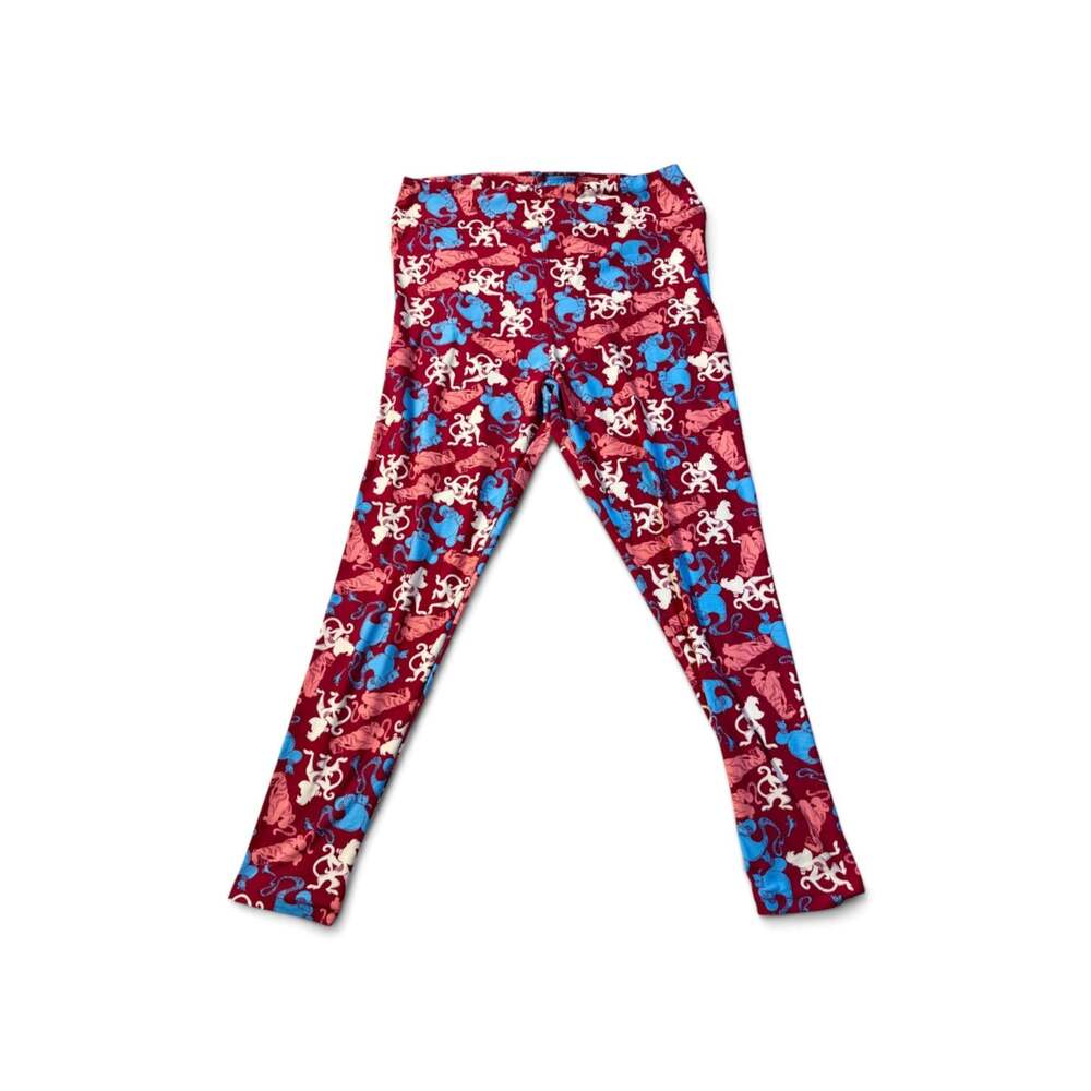 LuLaRoe TC2 Aladdin Collection Leggings, One Size, Red, Blue, and White Pattern